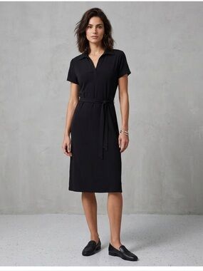 Y2K Collared Midi Dress with Tie Waist